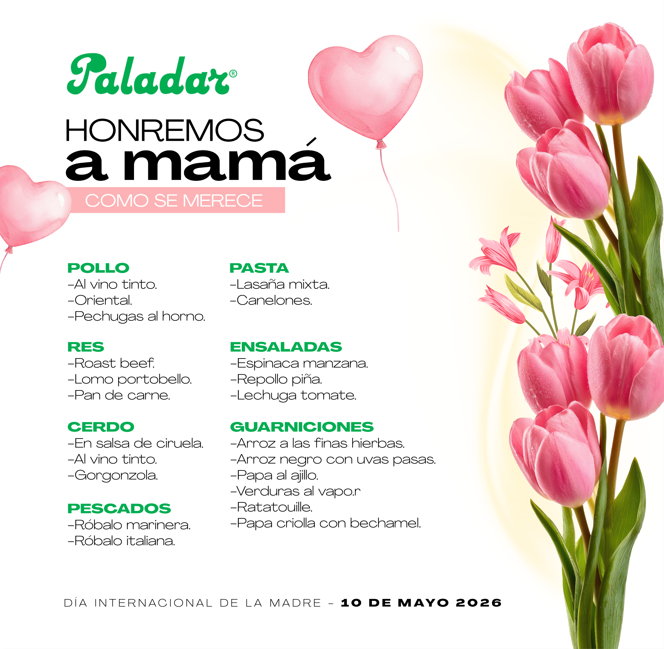 Catálogo Menú Completo Paladar Sur — Día de la Madre 2026